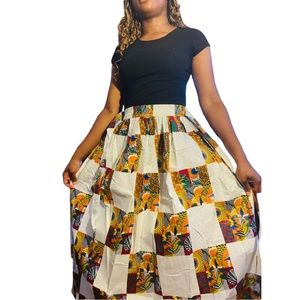 Long Maxi Skirt With Matching Scarf 100% Cotton One Size Womens Long Maxi Skirt